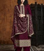 Maroon Georgette Sequins Embroidery Salvar Suit Party Wear