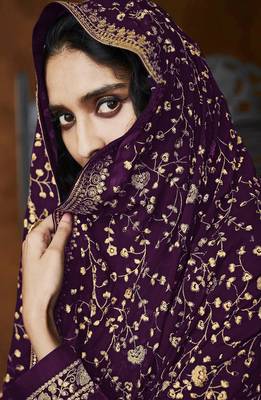 Purple Georgette Sequins Embroidery Salvar Suit Party Wear 2