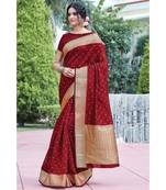 red organza woven saree with blouse