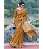mustard organza woven saree with blouse