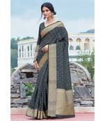 grey organza woven saree with blouse