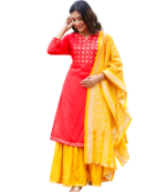 Beautiful Red embroidered Rayon kurta set