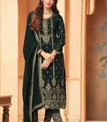 Green Embroidered Straight Pant Suit Party Wear