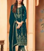 Light Green Embroidered Straight Pant Suit Party Wear