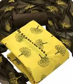 Yellow Cotton Printed Salwar Suit Material  (Unstitched)