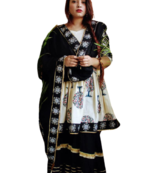 Cream& Black Kurti Sharara Duptta