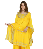 Yellow Rayon Fabric Kurti With Sharara With Shiffon Duptta