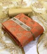 VredeVogel Orange Banarasi Jacquard  unstiched  Dress Materials