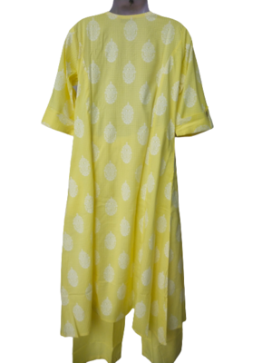 Yellow Kurti Plazzo With Rayon Fabric 4