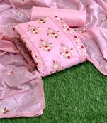 VredeVogel Lightpink cotton Embroidered unstiched  Dress Materials