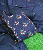 VredeVogel Navyblue cotton Embroidered unstiched  Dress Materials