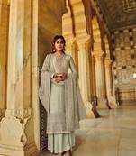 Womans Present Heavy Grey Embroidery Faux Georgette Salwar Suit Dress Material
