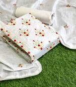 VredeVogel White cotton Embroidered unstiched  Dress Materials