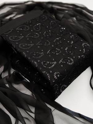 VredeVogel Black cotton Embroidered unstiched  Dress Materials 1