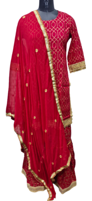 Red Kurti Sharara Duptta Set 1