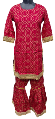 Red Kurti Sharara Duptta Set 2