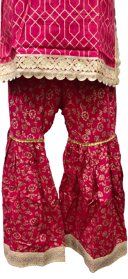 Red Kurti Sharara Duptta Set 3