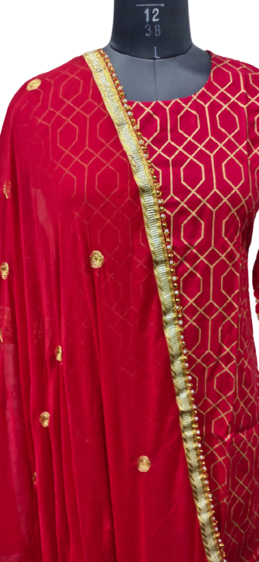 Red Kurti Sharara Duptta Set