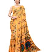Light orange printed georgette saree with blouse