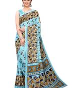Sky blue printed georgette saree with blouse