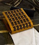 VredeVogel Mustard Cotton Embroidered Salwar Suit Dress Material 
