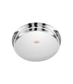 JAGGERY  Stainless Steel Mirror Finished Deep Wall Lunch/Dinner Plate Traditional Bhojan Thali ,Dia -27cm,Pack of 2