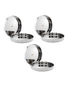 JAGGERY  Stainless Steel Mirror Finished Deep Wall Lunch/Dinner Plate Traditional Bhojan Thali  Pack of 6 Dia 27cm