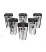 JAGGERY Stainless Steel Heavy Guage Square Shaped Drinking Glass/ Water Glass/ Tumbler Capacity  300ml Set of 6