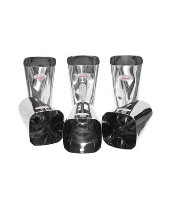 JAGGERY Stainless Steel Heavy Guage Square Shaped Drinking Glass/ Water Glass/ Tumbler Capacity  300ml Set of 6 2