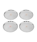 JAGGERY Stainless Steel Mirror Finish Jumbo Dinner Plate,Thali ,Lunch Plate Set of 4, Dia- 28cm 