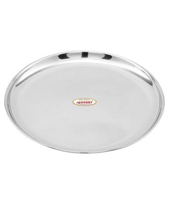 JAGGERY Stainless Steel Mirror Finish Full Dinner Plate,Thali ,Lunch Plate,Set of 4 ( Dia-26cm, approx -10.3inch) 1