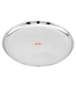 JAGGERY Stainless Steel Mirror Finish Full Dinner Plate,Thali ,Lunch Plate,Set of 4 ( Dia-26cm, approx -10.3inch)
