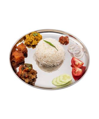 JAGGERY Stainless Steel Mirror Finish Full Dinner Plate,Thali ,Lunch Plate,Set of 4 ( Dia-26cm, approx -10.3inch) 5