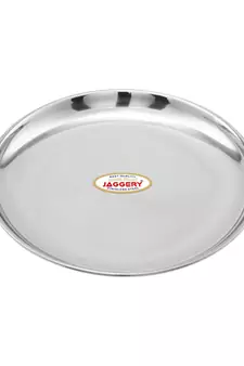 JAGGERY Stainless Steel Mirror Finish Quarter Dinner Plate,Thali ,Lunch Plate Set of 4 (Dia-18.5cm,approx-7.5inch)