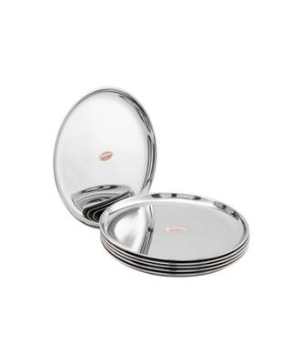 JAGGERY Stainless Steel Mirror Finish Full Dinner Plate,Thali ,Lunch Plate Set of 6 (Dia-26cm,approx-10.3inch) 3