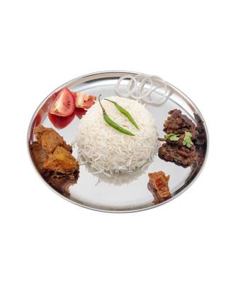 JAGGERY Stainless Steel Mirror Finish Full Dinner Plate,Thali ,Lunch Plate Set of 6 (Dia-26cm,approx-10.3inch) 4