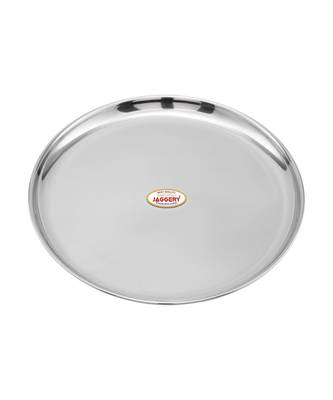 JAGGERY Stainless Steel Mirror Finish Jumbo Dinner Plate,Big Thali ,Lunch Plate Set of 6 (Dia -28cm,approx-11inch) 1