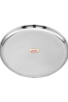 JAGGERY Stainless Steel Mirror Finish Jumbo Dinner Plate,Big Thali ,Lunch Plate Set of 6 (Dia -28cm,approx-11inch)
