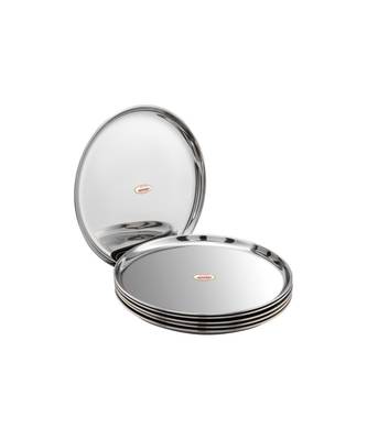 JAGGERY Stainless Steel Mirror Finish Jumbo Dinner Plate,Big Thali ,Lunch Plate Set of 6 (Dia -28cm,approx-11inch) 3