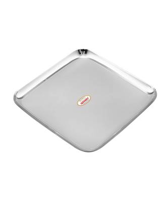 JAGGERY Stainless Steel Heavy Square Plate,Pack Of 6pcs ( Large Dinner Plate L-25.5cm,W-25.5cm) Useful As Serving Tray 2