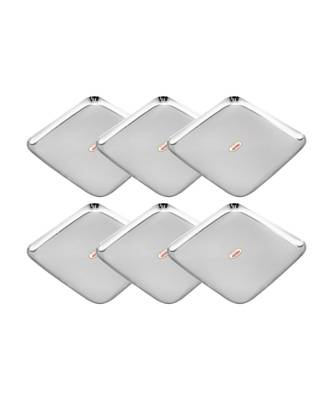 JAGGERY Stainless Steel Heavy Square Plate,Pack Of 6pcs ( Large Dinner Plate L-25.5cm,W-25.5cm) Useful As Serving Tray 4