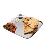 JAGGERY Stainless Steel Heavy Square Plate Pack Of 6pcs ( jumbo Dinner Plate L-28.5cm,W-28.5cm) Useful As Serving Tray