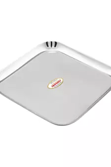 JAGGERY Stainless Steel Heavy Square Plate Pack Of 2pcs ( Medium Dinner PlateL-23cm,W-23cm) Useful As Serving Tray