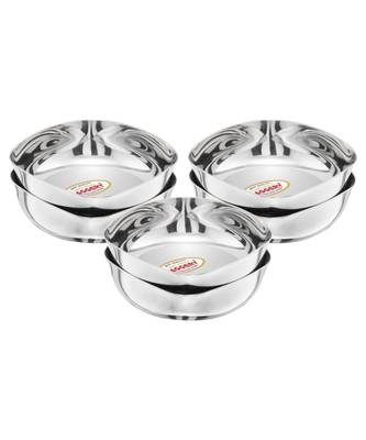 JAGGERY Stainless Steel Heavy  Square Halwa Plate,snacks Plate,Sweet Vati  set of 6pcs (Capacity 160ml ,Dia-10cm) 1