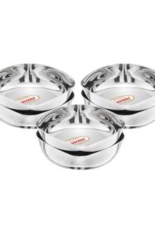 JAGGERY Stainless Steel Heavy  Square Halwa Plate,snacks Plate,Sweet Vati  set of 6pcs (Capacity 160ml ,Dia-10cm)