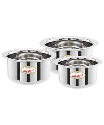 JAGGERY Stainless Steel Round Bottom Patila ,Bhagona,Tapeli,Tope (Capacity-300ml,450ml,650ml,Pack Of 3) 1
