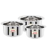 JAGGERY Stainless Steel Round Bottom Patila ,Bhagona,Tapeli,Tope (Capacity-300ml,450ml,650ml,Pack Of 3)
