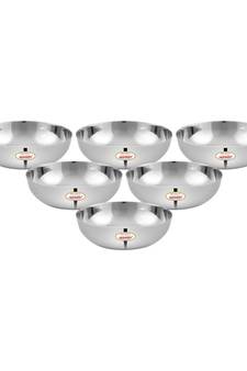 JAGGERY Steel Chaliya Vati Pack of 6pcs Capacity-100ml, Dia- 8cm height- 3.4 cm (Broad shaped low height Bowl)
