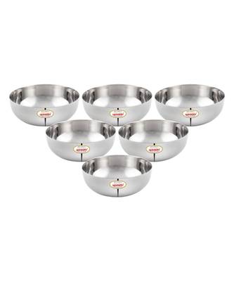 JAGGERY Steel Chaliya Vati  Pack of 6pcs ,Capacity -180ml, Dia -10.4cm,height-3.4cm (Broad shaped low height Bowl) 1