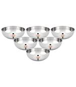 JAGGERY Steel Chaliya Vati  Pack of 6pcs,Capacity-200ml,Dia-11.5cm, height-4cm (Broad shaped low height Bowl)